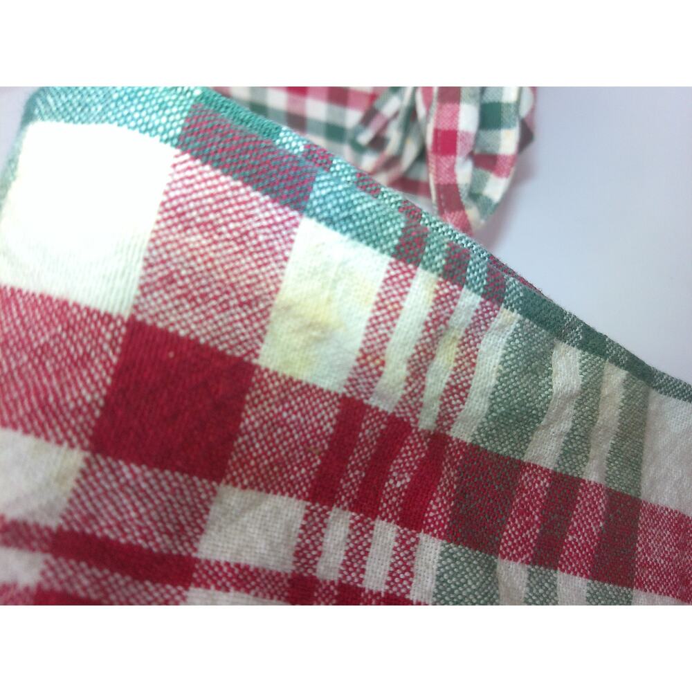 Vintage Napkin Basket Set Red Green Plaid - Picture 3 of 6